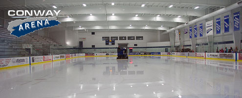 The ice appears like glass at Conway Ice Arena in Nashua New Hampshire. Conway Arena is host to Radius Edge Power Skating year round private lesson.