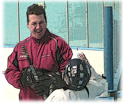 Radius Edge Power Skating instructor Tom Cronin happy at work chats with a student